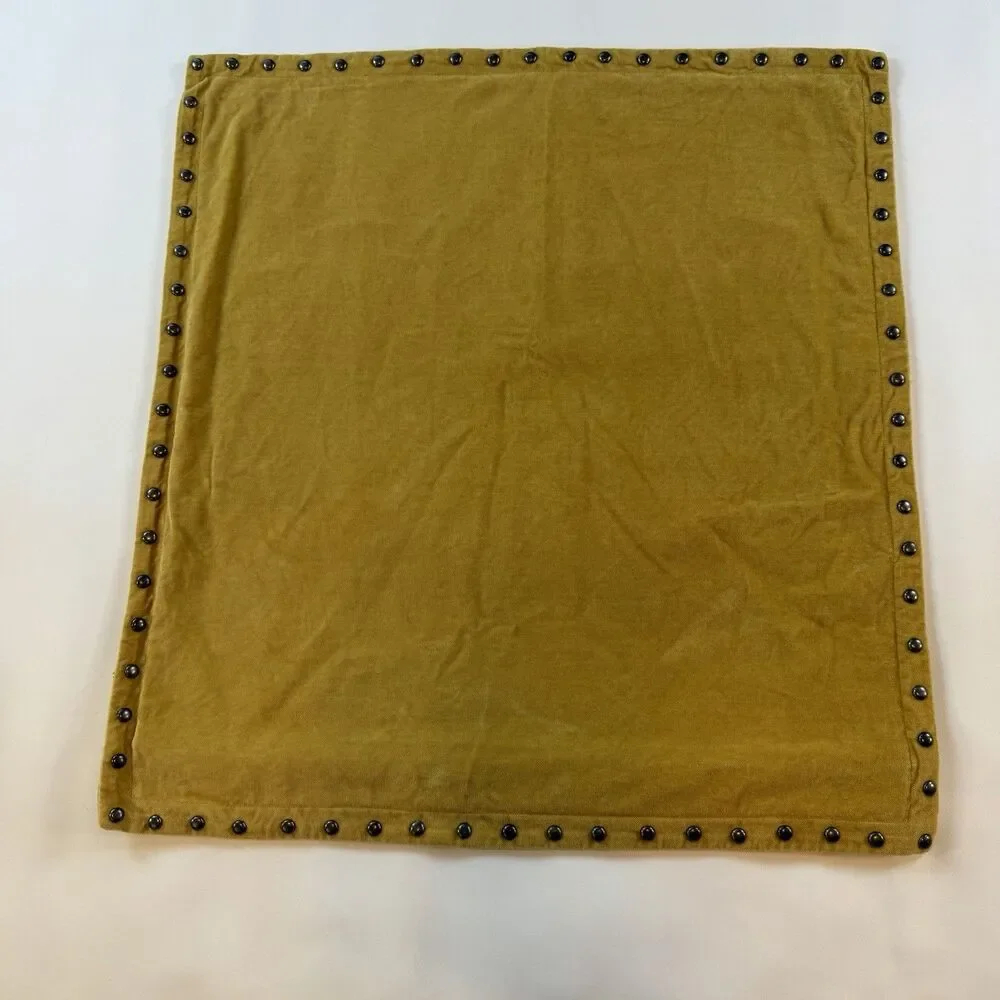 West Elm Pillow Cover Gold Bronze Button Accent 20x20 Modern Boho Square Throw